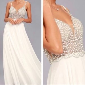 True Love White Beaded Rhinestone Maxi Dress Lulus